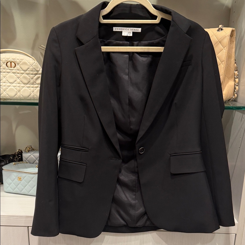 Veronica Beard Black Tailored One-Button Blazer